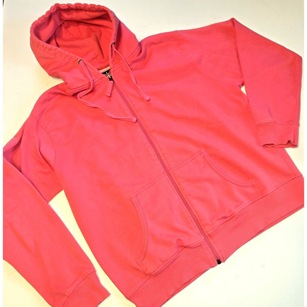 Coral Pink Full Zip‎ Womens Hoodie With Pockets Size Large